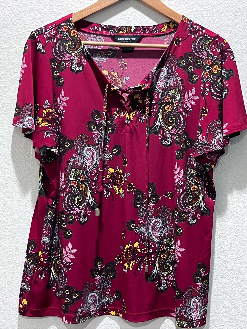 Liz Claiborne Berry Paisley Short-Sleeve Blouse